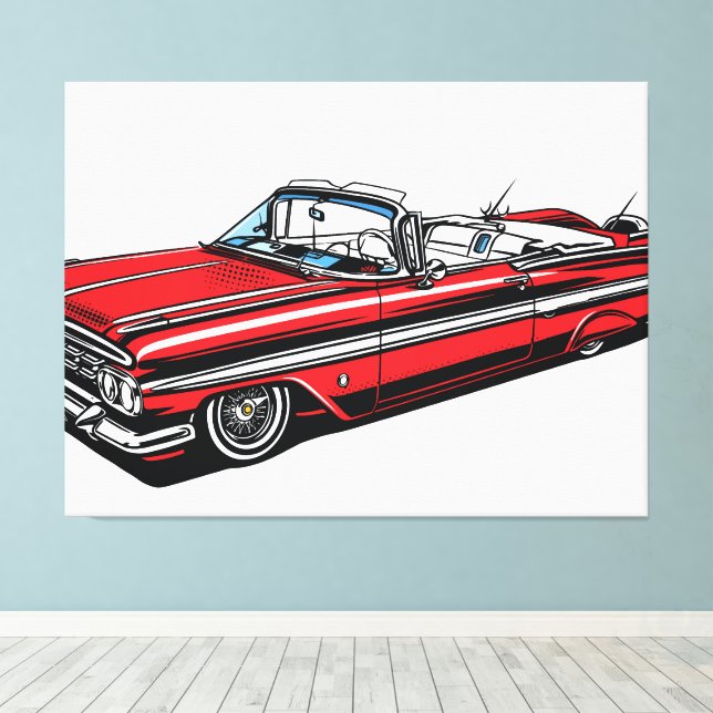 Toile Rétro Classique Cabriolet Pop Art Latéral (Insitu (Plancher de Bois))