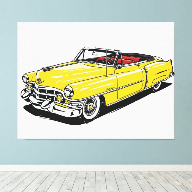 Toile Rétro Classique Cabriolet PopArt Latéral (Insitu (Plancher de Bois))