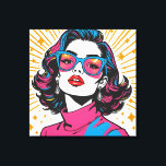 Toile Retro Fashion Pop Art - Inspiré des années 1980<br><div class="desc">Lancez votre espace avec l'attitude électrique et le glamour rebelle de la nouvelle scène des vagues des années 1980. Cette pièce pop art vibrante capture une icône de style véritable dans son élément, en croisant votre regard avec une confiance sans apologétique. Ses cheveux, une cascade éclatante de stries rose néon...</div>