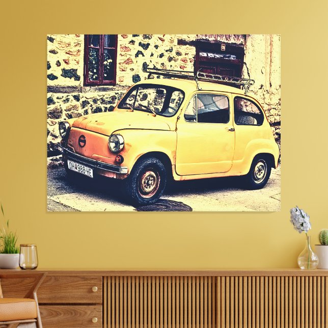 Toile Retro fiat 600 scène de rue rustique (Insitu(Salon))