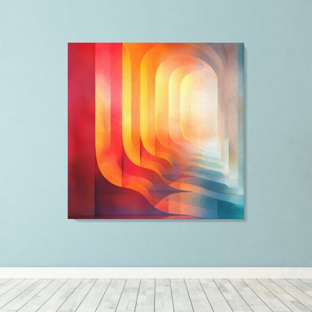 Toile Retro Glow Arches – Abstract Mid-Century (Insitu (Plancher de Bois))