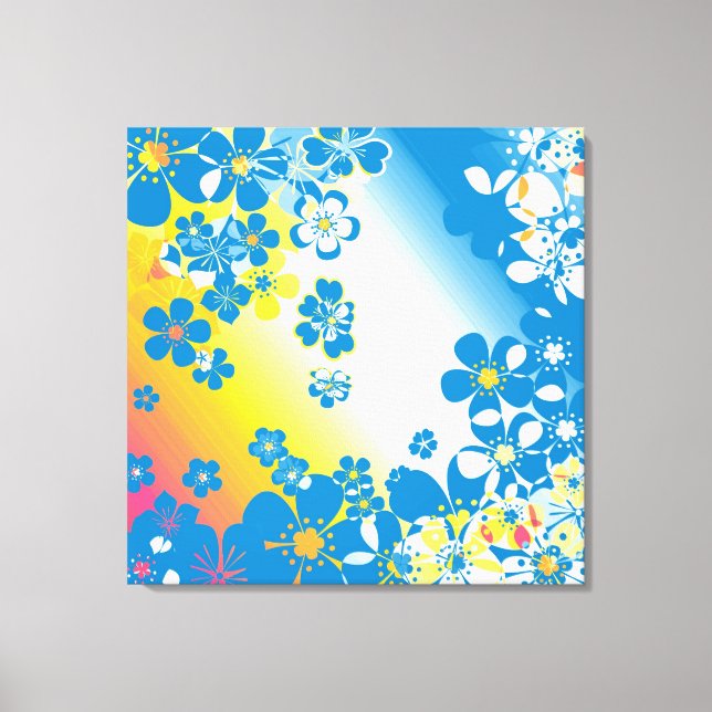 Toile Retro grunge floral art abstrait (Recto)