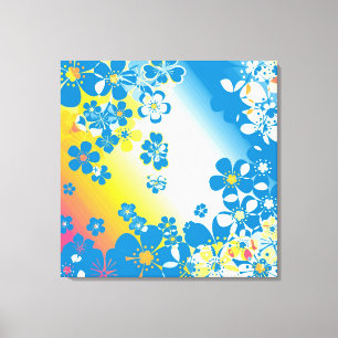 Toile Retro grunge floral art abstrait