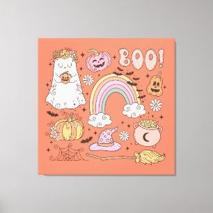 Toile Retro Halloween Ghost Citrouille Spider Web Witder