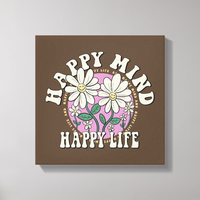 Toile Retro Happy Mind Happy Life (Recto)