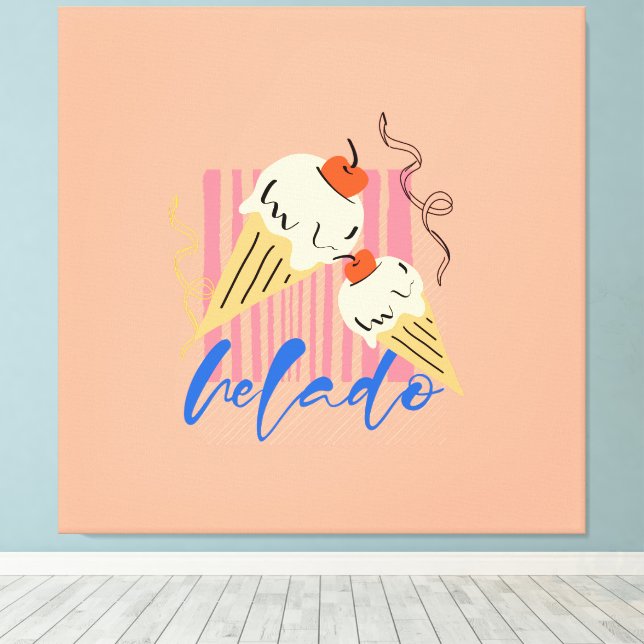 Toile Retro Italian Ice Cream Cones (Insitu (Plancher de Bois))