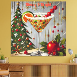 Toile Retro les années 50 Merry Bright Christmas Candy C