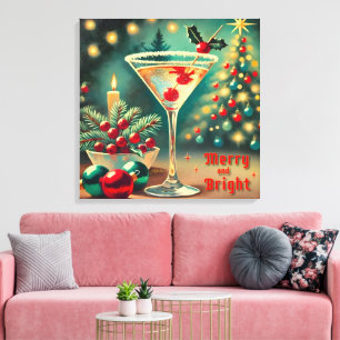 Toile Retro les années 50 Merry Bright Christmas Cocktai