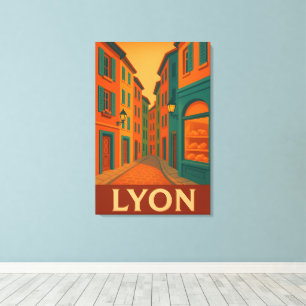 Toile Retro Lyon France Voyage : Moderne du milieu du si