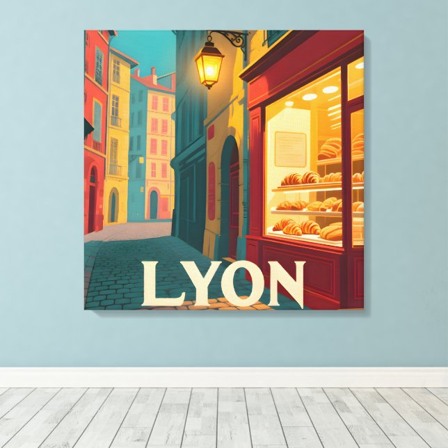 Toile Retro Lyon : Ville Française (Insitu (Plancher de Bois))