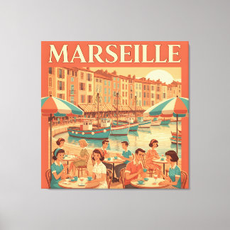 Toile Retro Marseille : 1950 Côte d'Azur