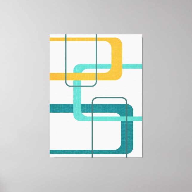 Toile Retro Mid Century Âge atomique 23 Turquoise, Orang (Recto)