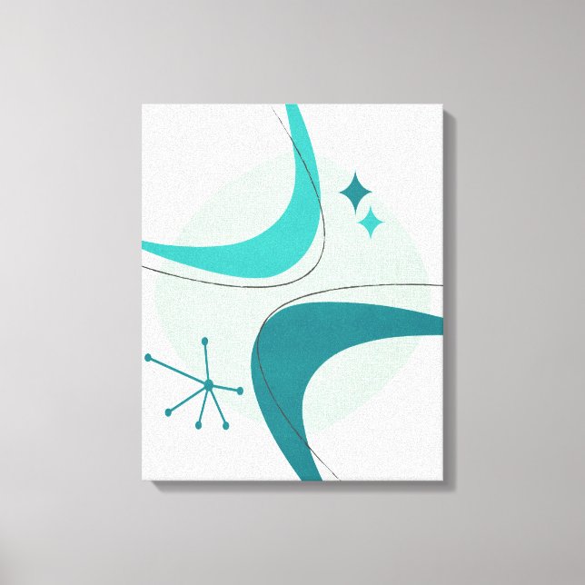 Toile Retro Moyen Siècle moderne Âge atomique 26 Aqua, T (Recto)