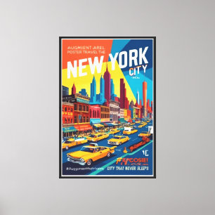 Toile Retro NYC 1960   Hoverlay Travel Art