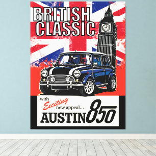 Toile Rétro Pop Art avant de voiture classique britanniq