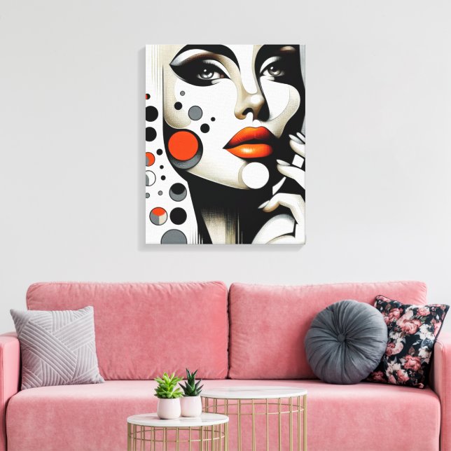Toile Retro Pop Diva : Elégance géométrique Art Abstrait (Insitu(Salon))