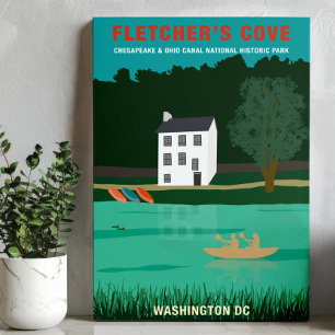 Toile Retro Travel Poster Fletcher's Cove Washington DC