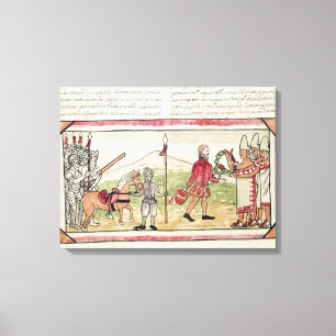 Toile Réunion de Hernando Cortes et de Montezuma