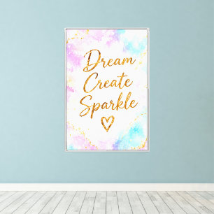 Toile Rêve Créer Étincelle Pastel Aquarelle Or Rose