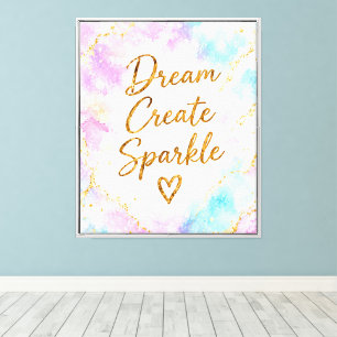 Toile Rêve Créer Étincelle Pastel Aquarelle Or Rose