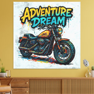 Toile Rêve de conduite aventure / Moto Chopper Vintage