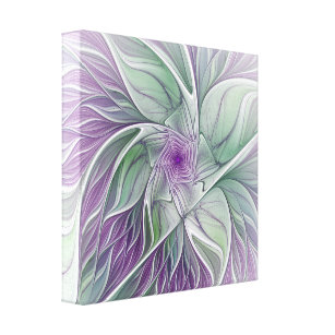 Toile Rêve de fleurs, Abstrait violet vert Fractal Art