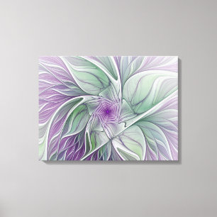 Toile Rêve de fleurs, Art Abstrait Violet Vert Fractal