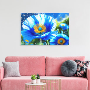 Toile Rêve de Pavot Bleu – Art Floral Macro Éthéré