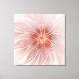 Toile Rêve floral rose tendre, art fractal abstrait de f