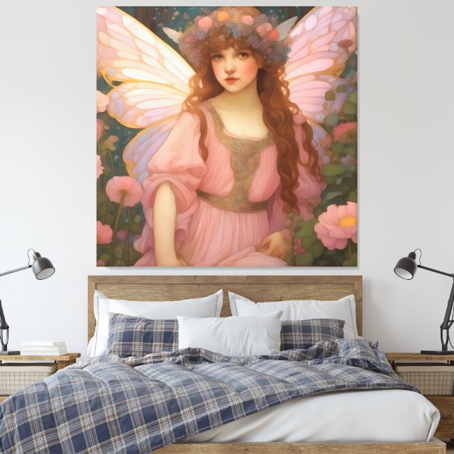 Toile Rêves Enchanteurs : Un Portrait De Fée Rose Whimsi (Insitu(Chambre))