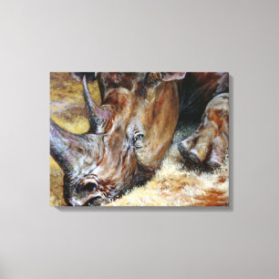 Toile Rhinoceros Vibrant Peinture à l'huile Photo Art Co