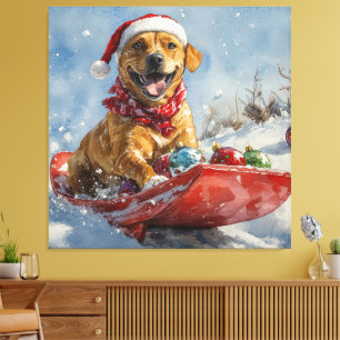 Toile Rhodesian Ridgeback Dog dans Sledge Noël