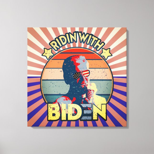 Toile Ridin' With Biden Manger Ice Cream Retro Sunset (Recto)