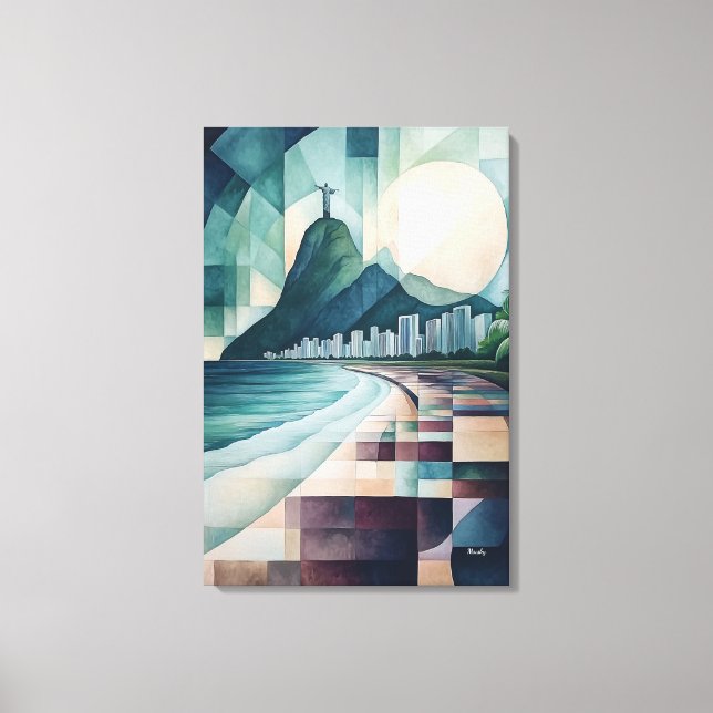 Toile Rio de Janeiro Skyline Géométrique Abstrait (Recto)