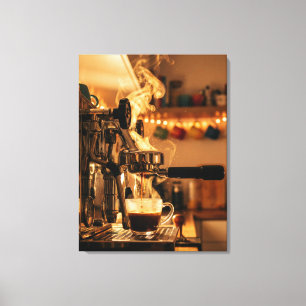 Toile Rituel d'Espresso Doré – Art du Café Chaud