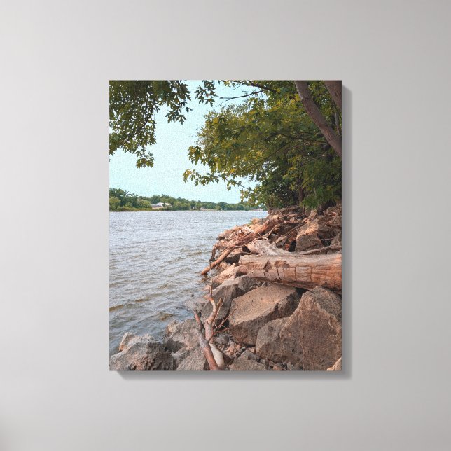 Toile Rivage Tranquille au Bord de la Rivière (Recto)
