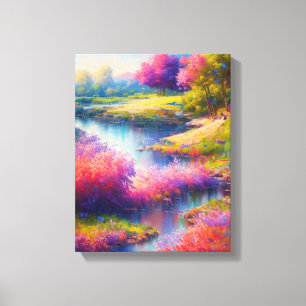 Toile Riverbank aux fleurs vibrantes
