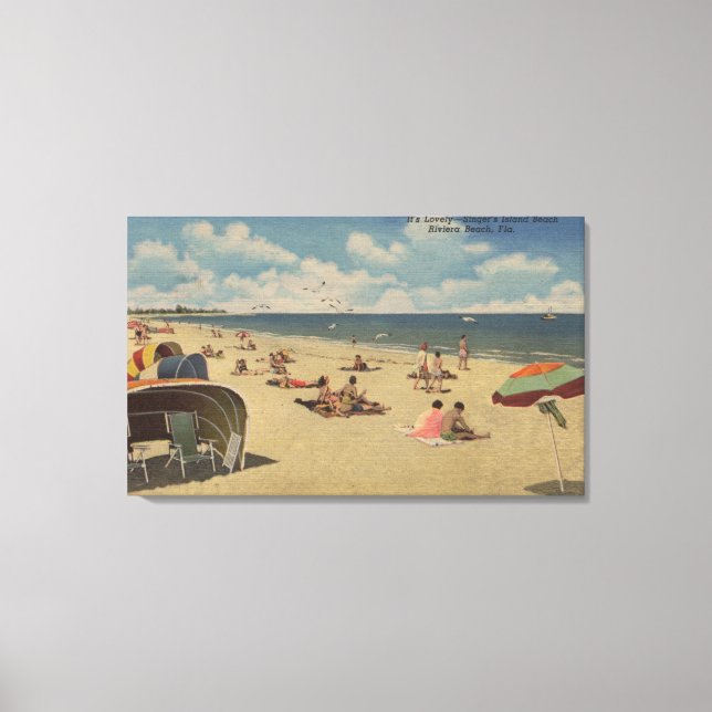 Toile Riviera Beach, Floride - Sunbathers on Beach (Recto)