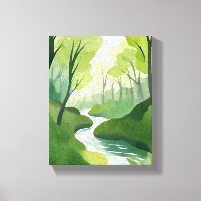 Toile Rivière de Green | Peinture Aquarelle de Forêt (Recto)