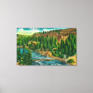 Toile Rivière de Spokane et pont de pied de suspension