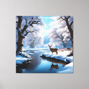 Toile Rivière d'hiver de Imaginaire Vivid Deer