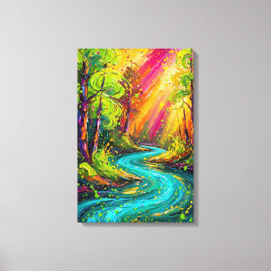 Toile Rivière ensoleillée enchantée Abstrait Impressionn