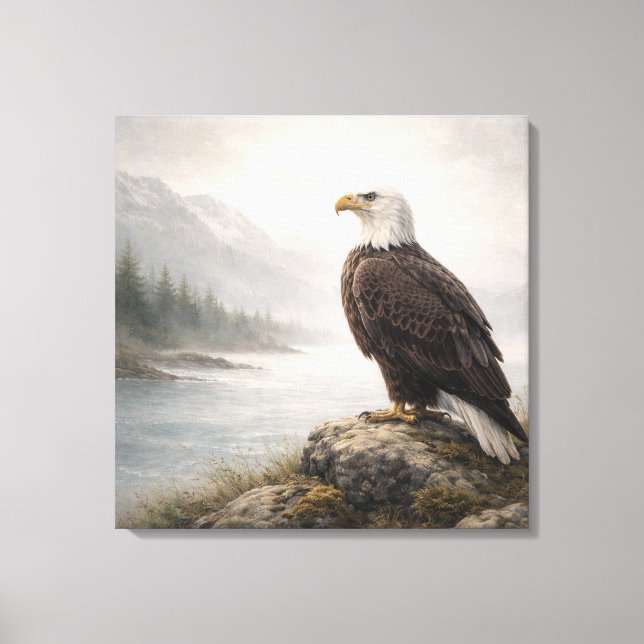 Toile Rivière majestueuse à l'aigle chauve (Recto)