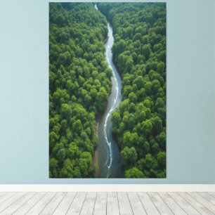 Toile Rivière Ventante À Travers La Jungle Verdoyante