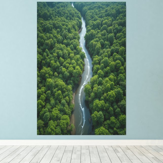 Toile Rivière Ventante À Travers La Jungle Verdoyante (Insitu (Plancher de Bois))