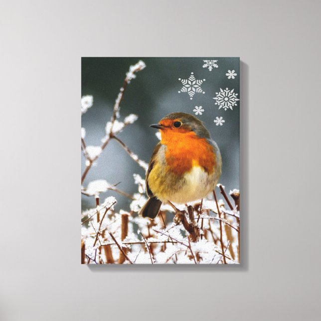 Toile Robin Songbird avec Snowflakes Canvas Imprimer (Recto)