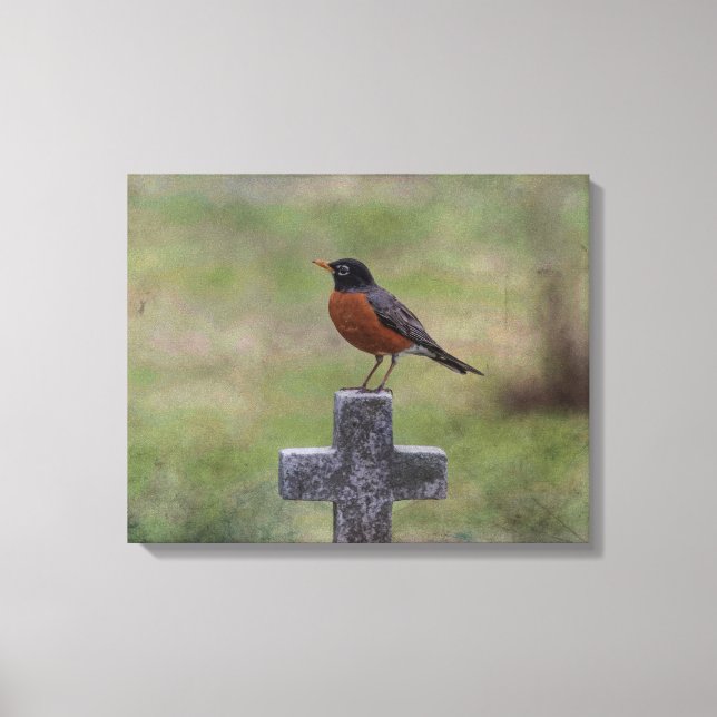 Toile Robin sur une croix (Recto)