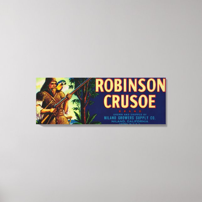 Toile Robinson Crusoe Melon LabelNiland, CA (Recto)