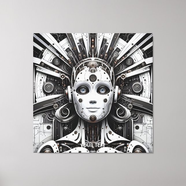 Toile Robot Imaginaire mignon noir blanc (Recto)