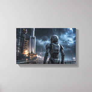 Toile Robot sous la pluie Mission spatiale sur la carte
